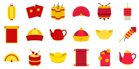 Set of Chinese New Year in flat styleのイラスト素材