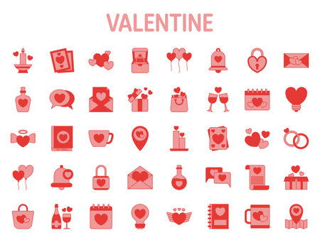 Collection of design elements for Valentine dayのイラスト素材