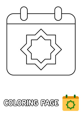 Coloring page with Calendar for kidsのイラスト素材
