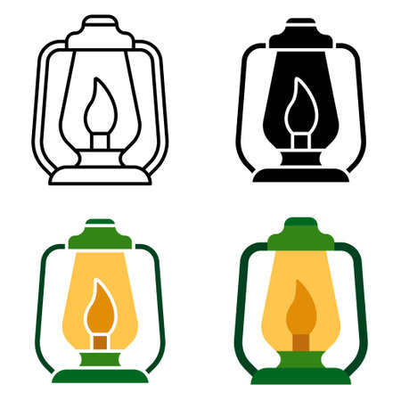 Oil Lamp in flat style isolatedのイラスト素材