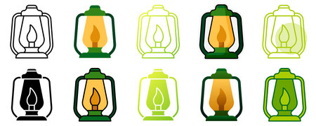 Oil Lamp in flat style isolatedのイラスト素材