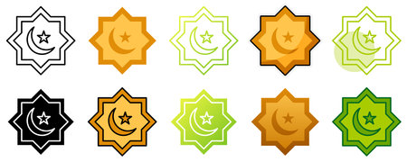 Eid Moon in flat style isolatedのイラスト素材