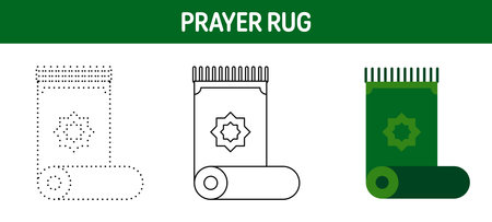 Prayer Rug tracing and coloring worksheet for kidsのイラスト素材