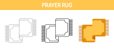 Prayer Rug tracing and coloring worksheet for kidsのイラスト素材