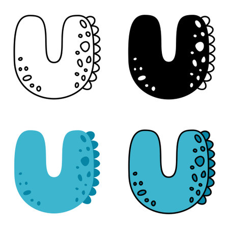 Alphabet U in flat style isolatedのイラスト素材