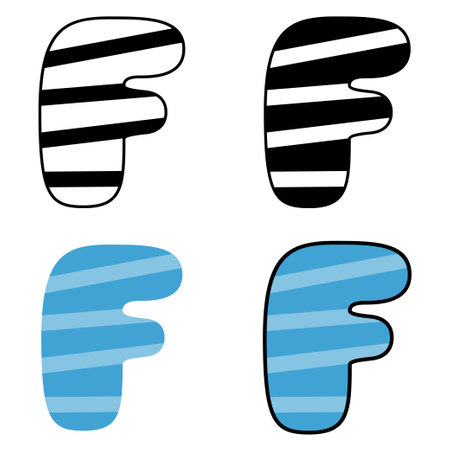 Alphabet F in flat style isolatedのイラスト素材