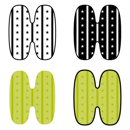 Alphabet H in flat style isolatedのイラスト素材