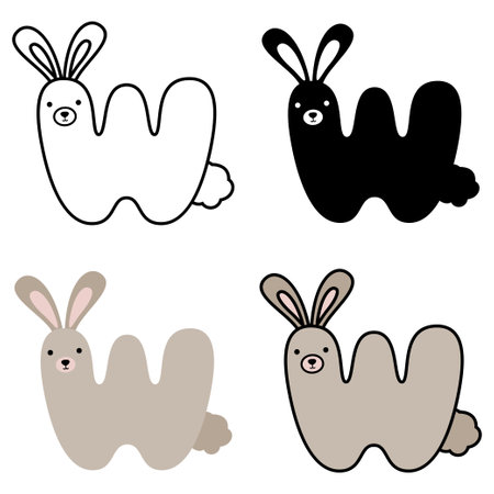 Alphabet W in flat style isolatedのイラスト素材