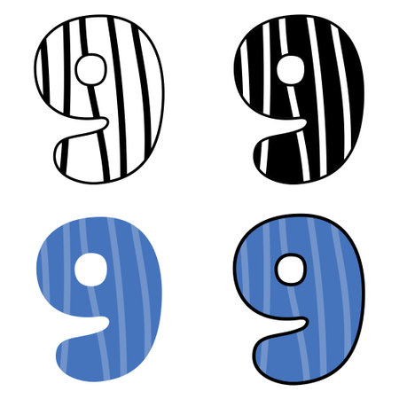 Number 9 in flat style isolatedのイラスト素材