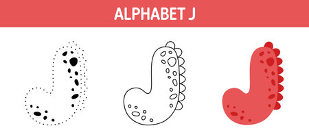 Alphabet J tracing and coloring worksheet for kidsのイラスト素材