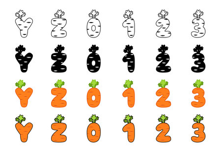 Carrot alphabet in cartoon styleのイラスト素材