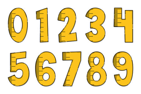 Handcrafted Ruler Letters. Color Creative Art Typographic Designのイラスト素材