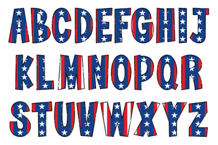 Handcrafted American Flag Letters. Color Creative Art Typographic Designのイラスト素材