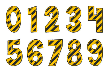 Handcrafted Construction Line Numbers. Color Creative Art Typographic Designのイラスト素材