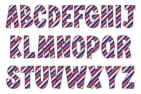 Adorable Handcrafted USA Day Font Setのイラスト素材