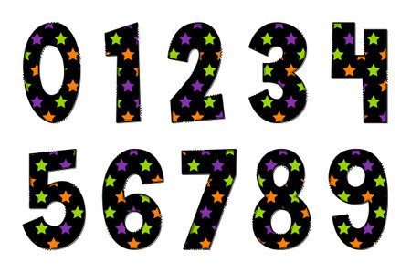 Handcrafted Halloween Party Number. Color Creative Art Typographic Designのイラスト素材