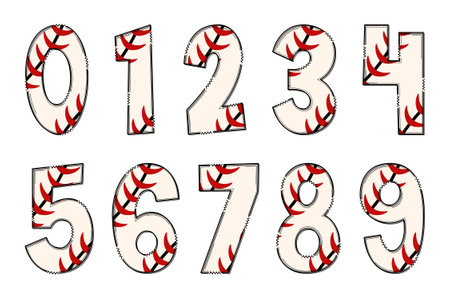 Handcrafted Sport Balls Number. Color Creative Art Typographic Designのイラスト素材