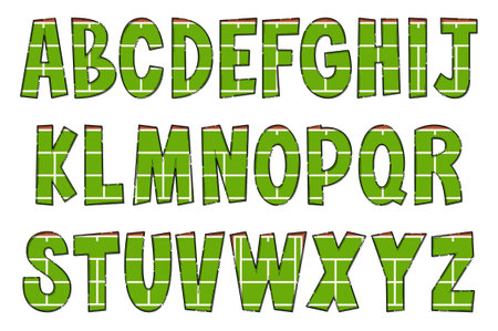 Handcrafted Sports Fields Letters. Color Creative Art Typographic Designのイラスト素材