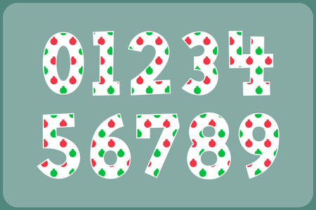 Versatile Collection of Christmas Ball Numbers for Various Usesのイラスト素材