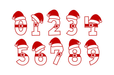 Versatile Collection of Santa Claus Numbers for Various Usesのイラスト素材