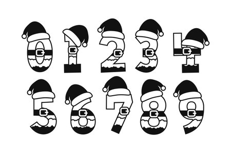 Versatile Collection of Santa Claus Numbers for Various Usesのイラスト素材
