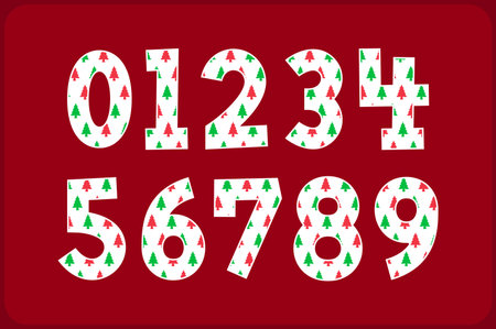 Versatile Collection of Christmas Tree Numbers for Various Usesのイラスト素材