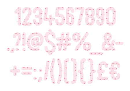 Versatile Collection of Valentina Numbers and Punctuation for Various Usesのイラスト素材