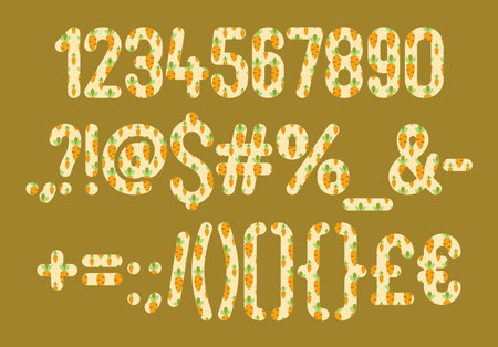 Versatile Collection of Cute Carrot Numbers and Punctuation for Various Usesのイラスト素材