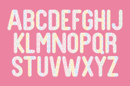 Versatile Collection of Easter Parade Alphabet Letters for Various Usesのイラスト素材
