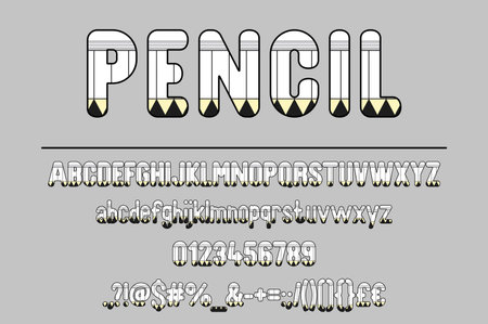 Pencil Font Set. Creative Typographyのイラスト素材