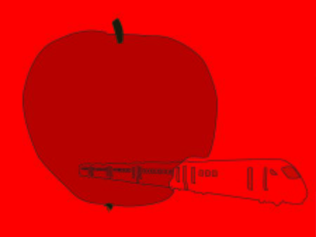 Train coming out from an appleのイラスト素材