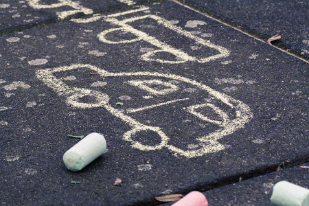 Chalk on the playgroundの写真素材