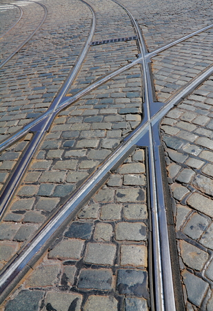 Tram crossingの写真素材