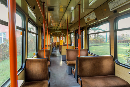 Inside Tram cabinの写真素材