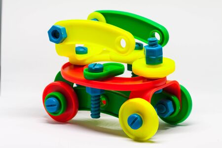 A plastic car build from childrenの写真素材