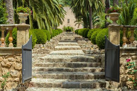 The Garden of the Jardines de Alfabia in Majorcaの写真素材