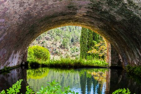 The Garden of the Jardines de Alfabia in Majorcaの写真素材