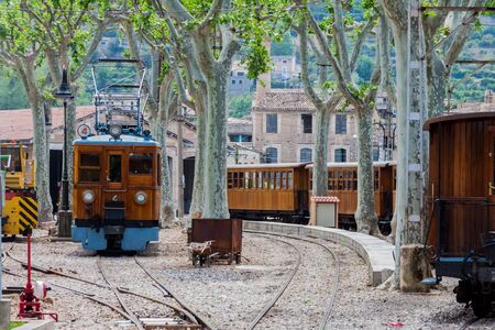 The vintage train from Soller to Palma de Mallorcaの写真素材