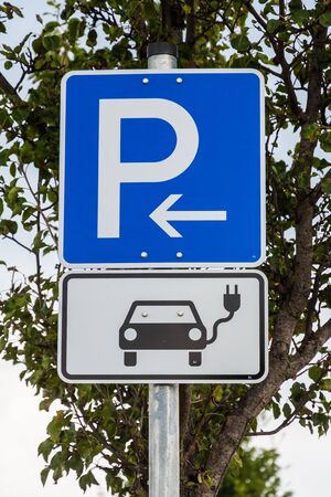 Electric car loading placeの写真素材