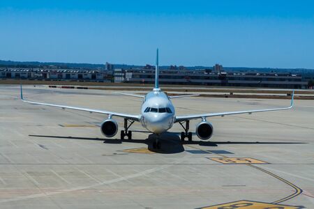 Airplane at the airport Palma de Majorcaの写真素材