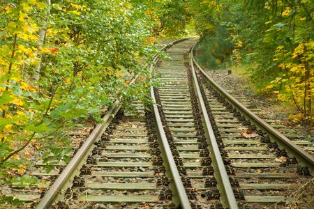 Forgotten rusty train tracksの写真素材
