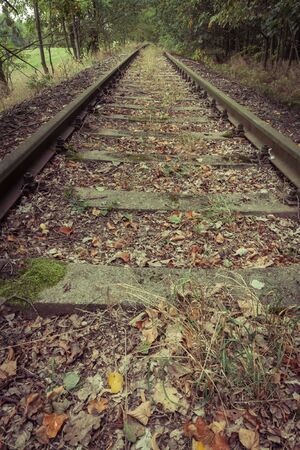 Forgotten rusty train tracksの写真素材