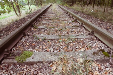 Unused old railway tracksの写真素材