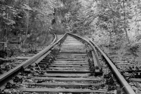Unused old railway tracksの写真素材