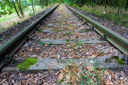 Unused old railway tracksの写真素材