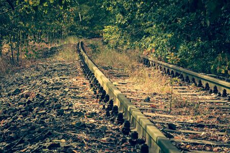 Unused old railway tracksの写真素材