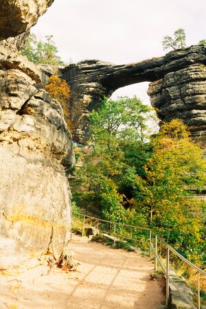 The sandstone arch in Bohemia, Czech Republicの写真素材