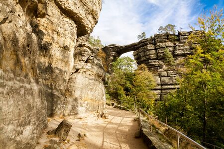 The sandstone arch in Bohemia, Czech Republicの写真素材