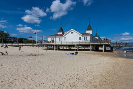 The sea bridge in Ahlbeck at the island of Usedomの写真素材