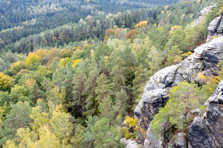 Rock formations in Saxon Switzerlandの写真素材